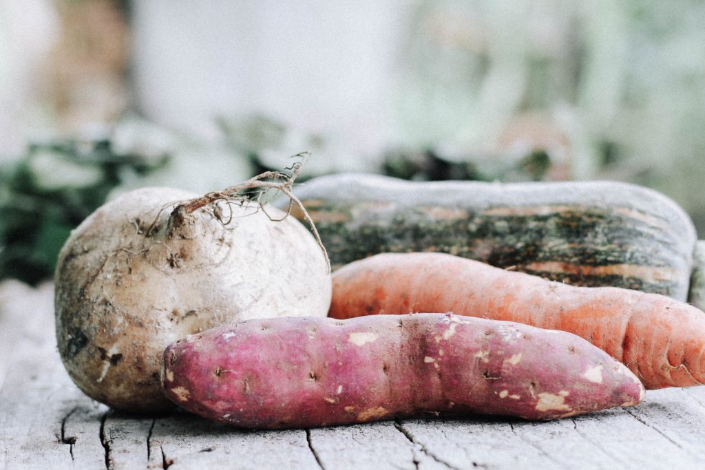 Root vegetables and squash represent all three types of carbohydrates.